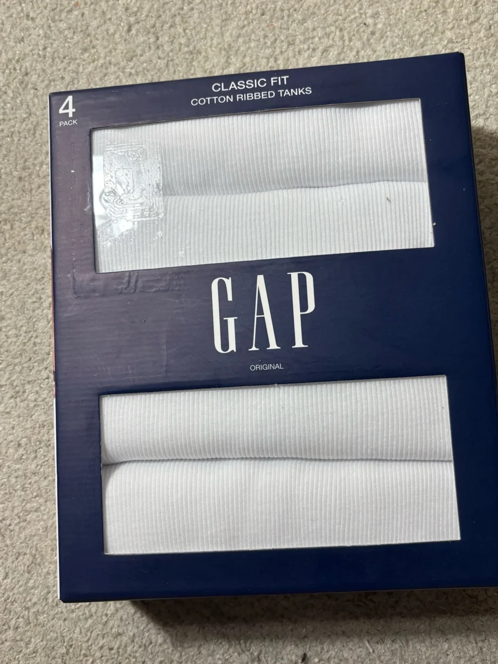 GAP Men's Cotton Ribbed Tank Tops Size L- White (4-Pack)